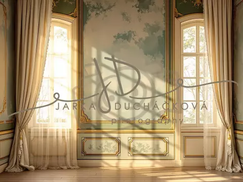 Fotopozadí - Stěna s okny zelená 1 Fotopozadí - Stěna s okny zelená 1