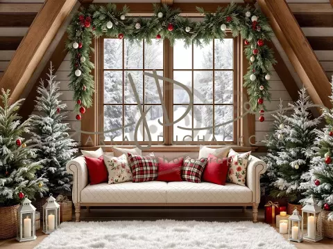 Fotopozadí - Vánoční pohovka pod oknem 10 Fotopozadí - Vánoční pohovka pod oknem 10