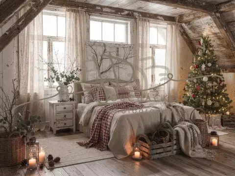 Fotopozadí - Vánoční pokoj v chalupě 10