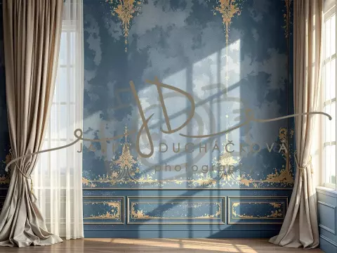 Fotopozadí - Stěna s okny modrá 11