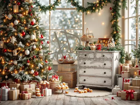 Fotopozadí - Vánoční pokoj s cukrovím 12