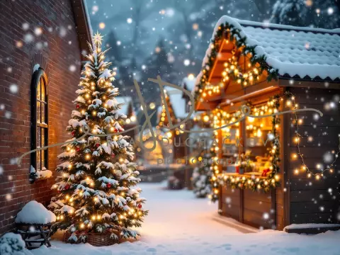 Fotopozadí - Vánoční večerní venkovní scéna 13 Fotopozadí - Vánoční večerní venkovní scéna 13