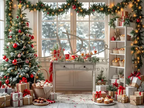 Fotopozadí - Vánoční pokoj s cukrovím 14