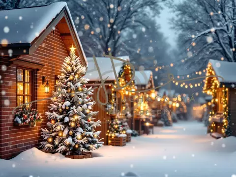 Fotopozadí - Vánoční večerní venkovní scéna 15 Fotopozadí - Vánoční večerní venkovní scéna 15