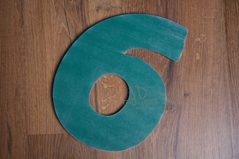 Číslo 6 - 30cm - zelená patina