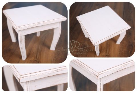 Stolek / stolička - dortový podnos - bílá patina