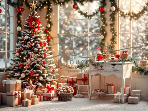 Fotopozadí - Vánoční pokoj s cukrovím 16