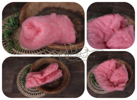 Podložka MERINO - mykaná vlna - výplň růžová