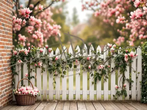 Fotopozadí - Jarní terasa s plotem 17 Fotopozadí - Jarní terasa s plotem 17