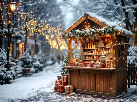 Fotopozadí - Vánoční večerní venkovní scéna 17 Fotopozadí - Vánoční večerní venkovní scéna 17