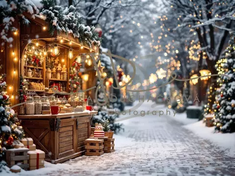 Fotopozadí - Vánoční večerní venkovní scéna 19 Fotopozadí - Vánoční večerní venkovní scéna 19