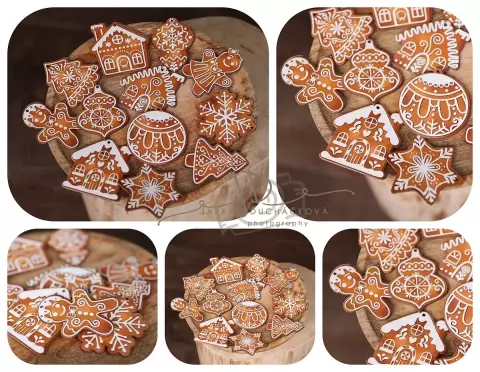 Ozdoby dřevěné - Perníčci - mix 12ks