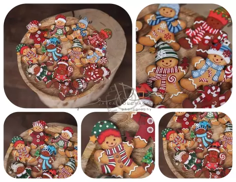 Ozdoby dřevěné - Perníčci - mix 6ks