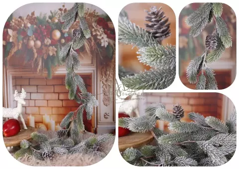 Girlanda - jehličí zasněžené se šiškami Girlanda - jehličí zasněžené se šiškami