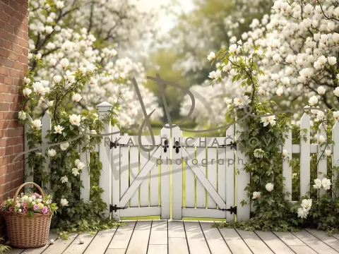 Fotopozadí - Jarní terasa s plotem 2