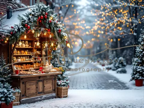 Fotopozadí - Vánoční večerní venkovní scéna 21 Fotopozadí - Vánoční večerní venkovní scéna 21