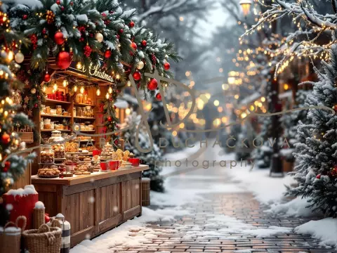 Fotopozadí - Vánoční večerní venkovní scéna 22 Fotopozadí - Vánoční večerní venkovní scéna 22