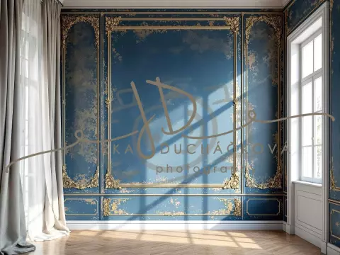 Fotopozadí - Stěna s okny modrá 3