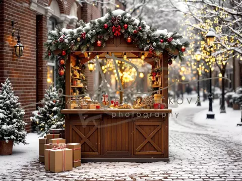 Fotopozadí - Vánoční večerní venkovní scéna 34 Fotopozadí - Vánoční večerní venkovní scéna 34