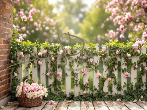 Fotopozadí - Jarní terasa s plotem 4