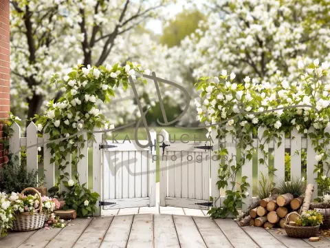 Fotopozadí - Jarní terasa s plotem 5