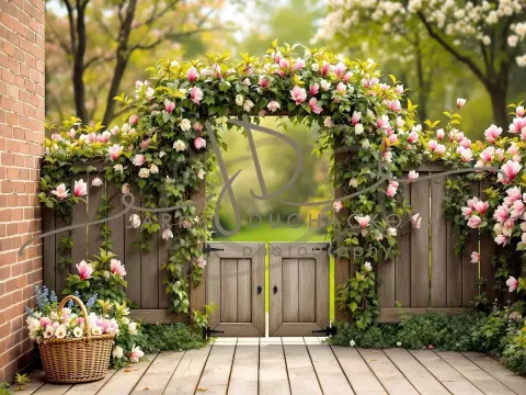 Fotopozadí - Jarní terasa s plotem 7 Fotopozadí - Jarní terasa s plotem 7