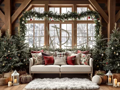 Fotopozadí - Vánoční pohovka pod oknem 8 Fotopozadí - Vánoční pohovka pod oknem 8