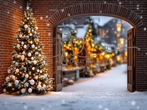 Fotopozadí - Vánoční večerní venkovní scéna 8 Fotopozadí - Vánoční večerní venkovní scéna 8