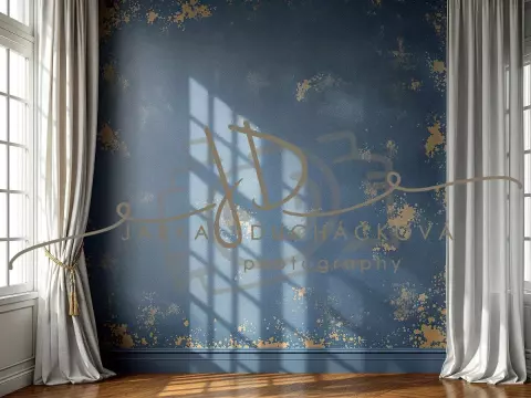 Fotopozadí - Stěna s okny modrá 9