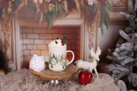 Hrneček vánoční se šlehačkou - Domečky 1