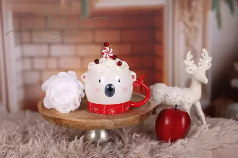 Hrneček vánoční se šlehačkou - Medvídek