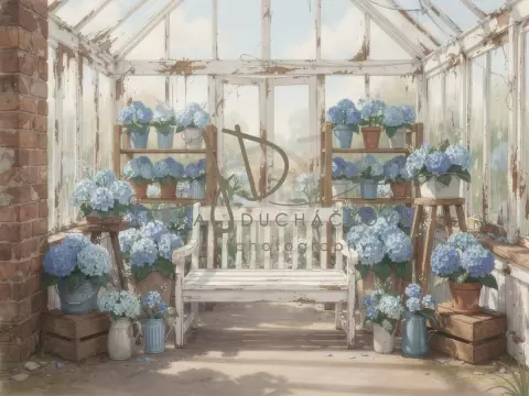 Skleník s hortenziemi 1 Skleník s hortenziemi 1