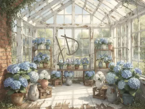 Skleník s hortenziemi 5
