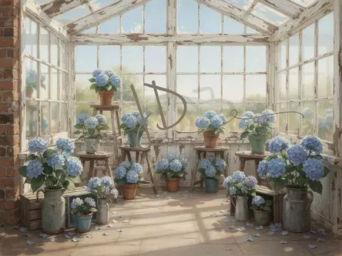 Skleník s hortenziemi 8