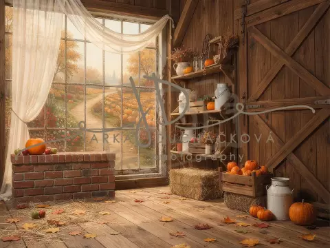 Stodola podzimní s dýněmi 1