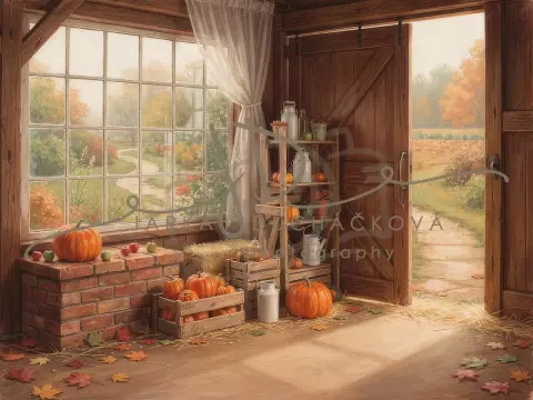 Stodola podzimní s dýněmi 25