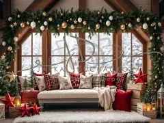 Fotopozadí - Vánoční pohovka pod oknem 1