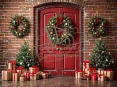 Fotopozadí - Vánoční dveře červené 1