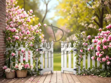 Fotopozadí - Jarní terasa s plotem 10