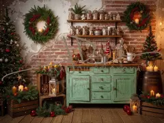 Fotopozadí - Vánoční retro kuchyň farmářská 10