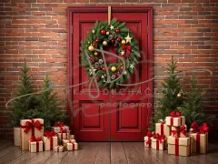 Fotopozadí - Vánoční dveře červené 10