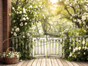 Fotopozadí - Jarní terasa s plotem 11