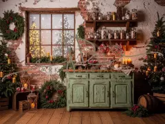 Fotopozadí - Vánoční retro kuchyň farmářská 11