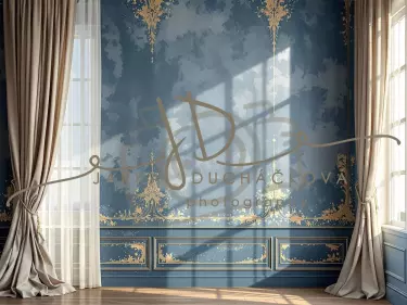 Fotopozadí - Stěna s okny modrá 11