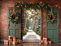 Fotopozadí - Vánoční dveře zelené 11