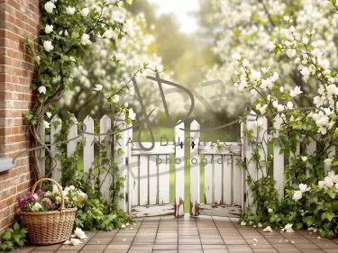 Fotopozadí - Jarní terasa s plotem 13