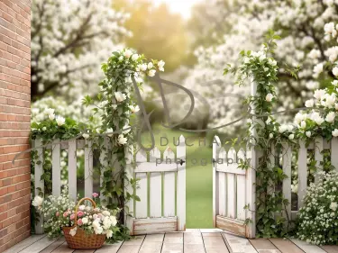 Fotopozadí - Jarní terasa s plotem 14