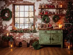 Fotopozadí - Vánoční retro kuchyň farmářská 14