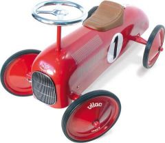 Kovové odrážedlo - Historické závodní auto - červené