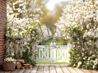 Fotopozadí - Jarní terasa s plotem 16